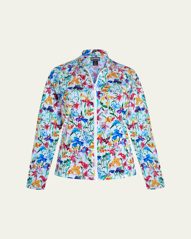Happy Flowers Jersey Rashguard Swim Top